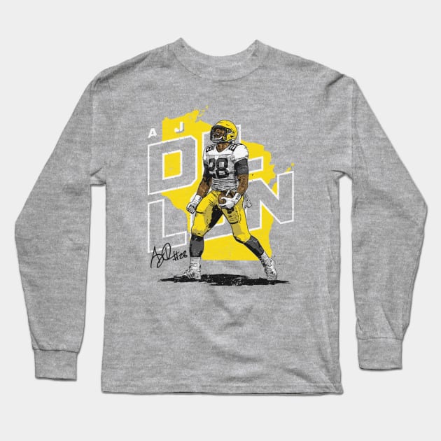 A.J. Dillon Green Bay Player Map Long Sleeve T-Shirt by Chunta_Design